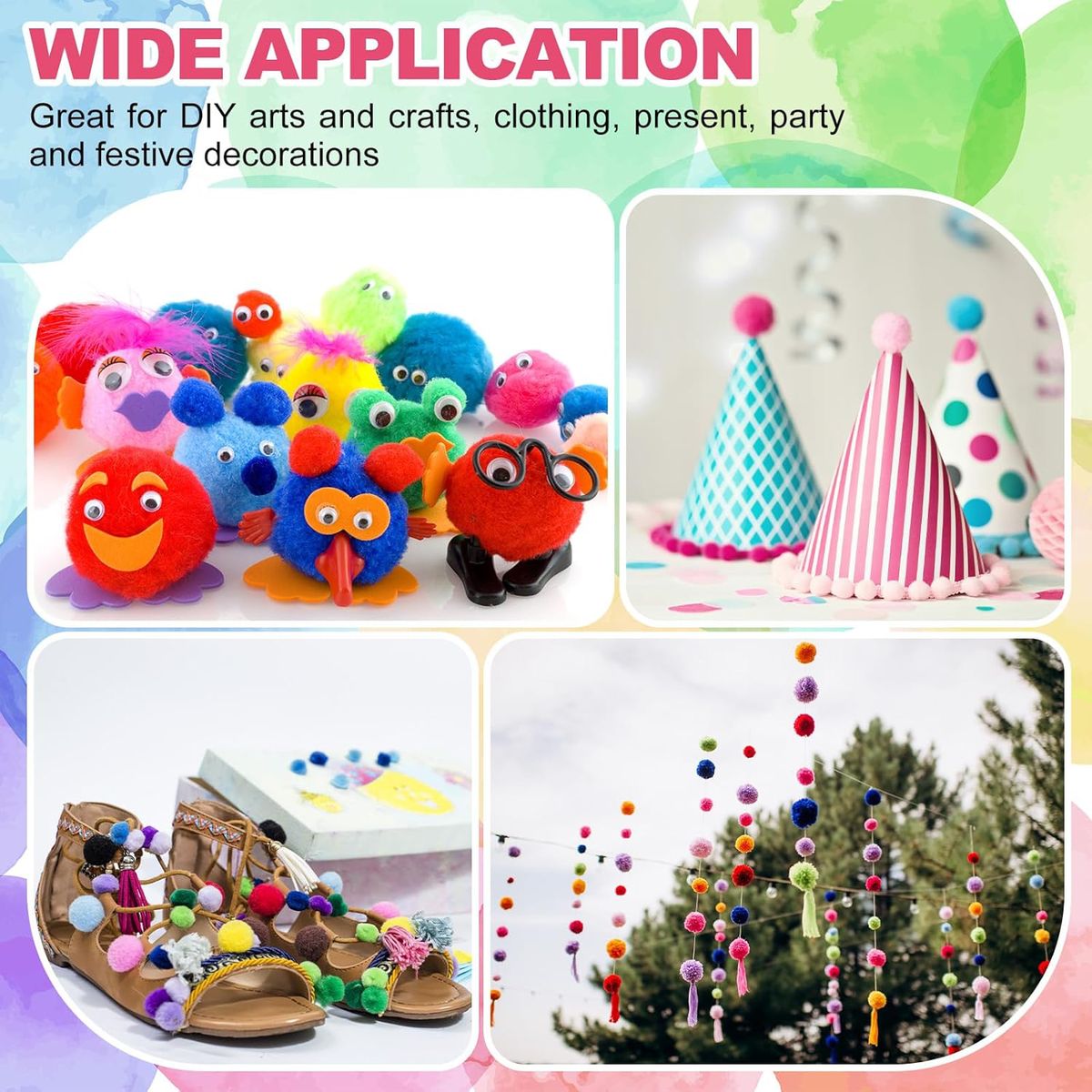 Cart In Mart 200Pcs Craft Pom Poms 2.5cm Fuzzy Pompom Balls DIY Arts Party Decorations - Green