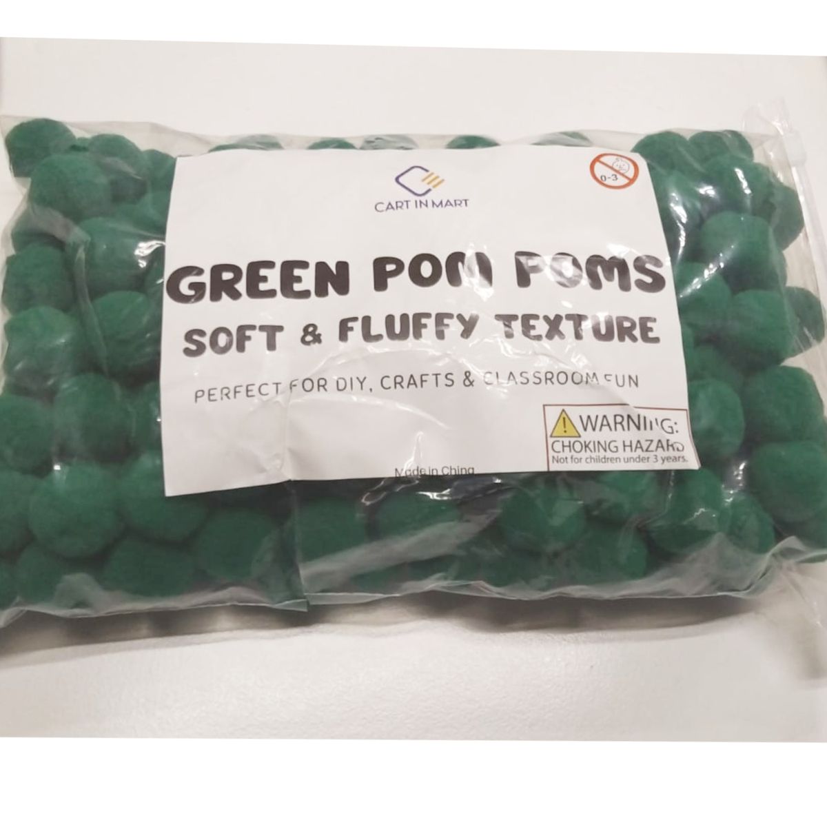 Cart In Mart 200Pcs Craft Pom Poms 2.5cm Fuzzy Pompom Balls DIY Arts Party Decorations - Green