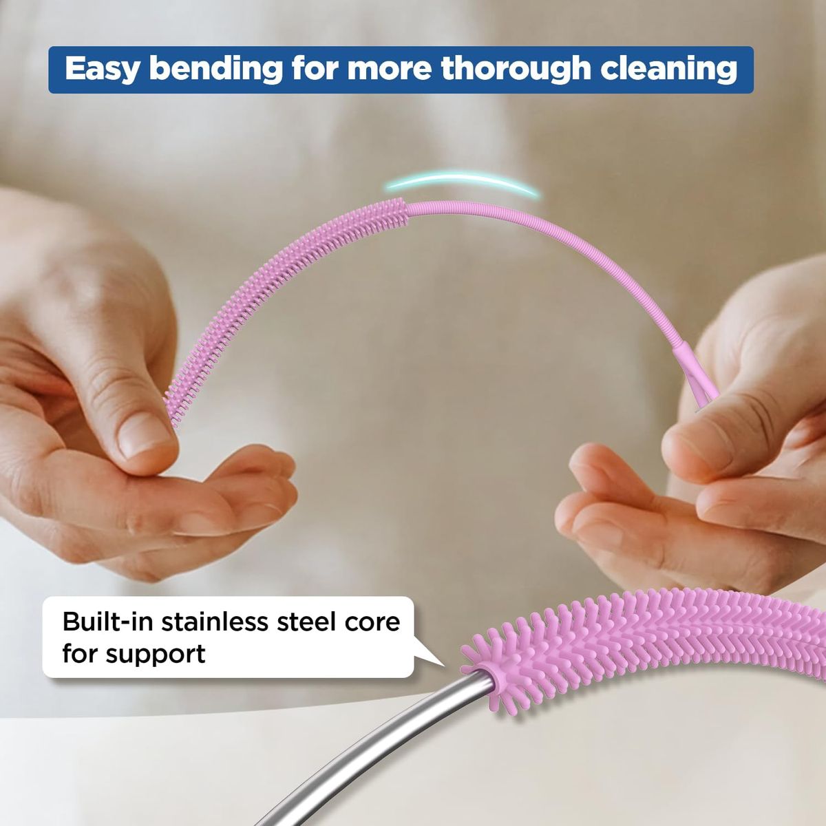 Cart In Mart Silicone Straw Cleaner Brushes Extra Long Reusable Flexible Straw Cleaning