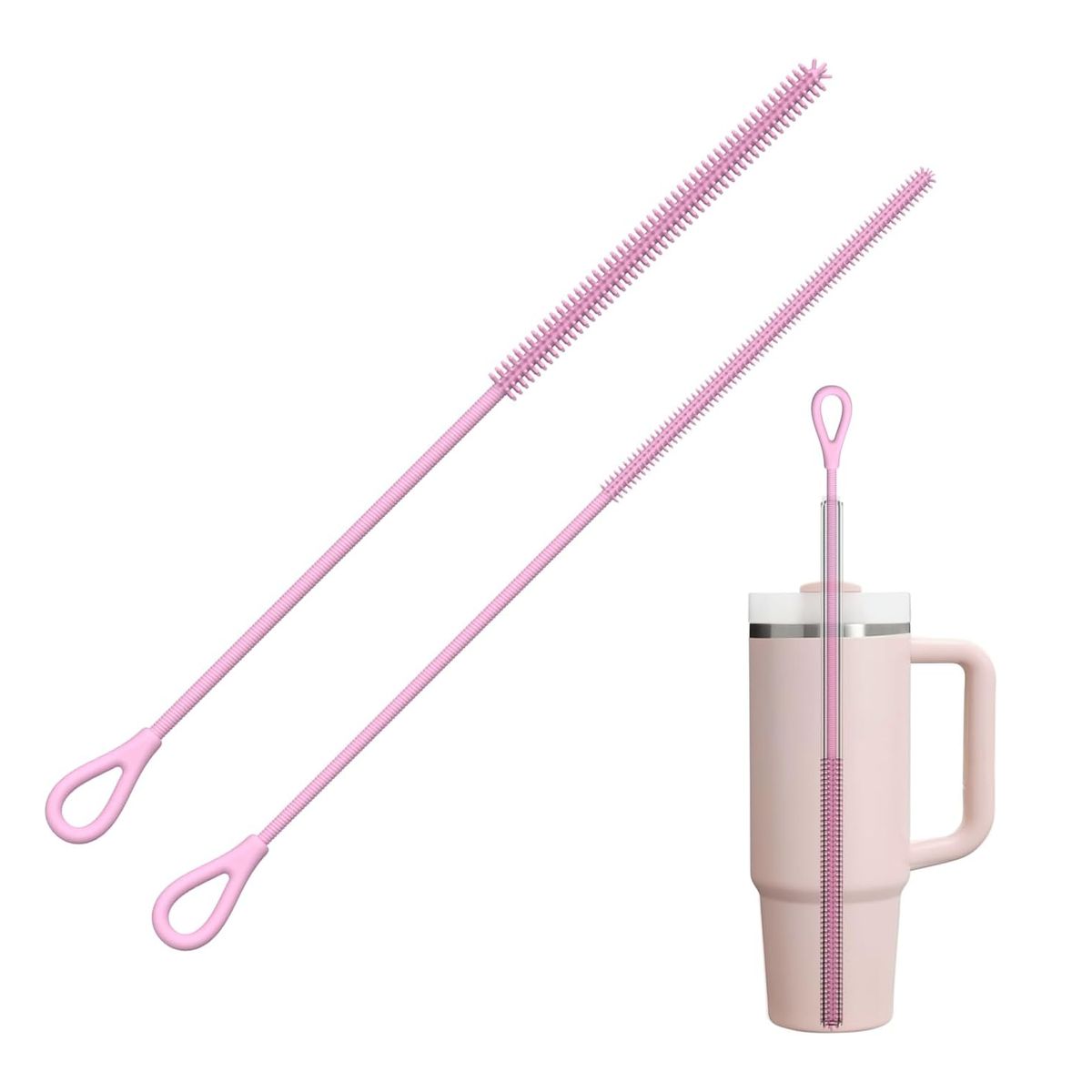 Cart In Mart Silicone Straw Cleaner Brushes Extra Long Reusable Flexible Straw Cleaning