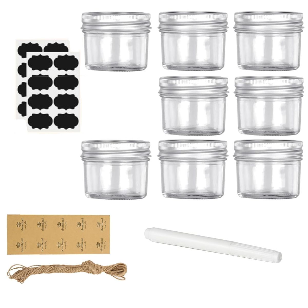 Cart In Mart 8 Pack Mini Glass Mason Jars with Lids Canning Jars Airtight Metal Covers