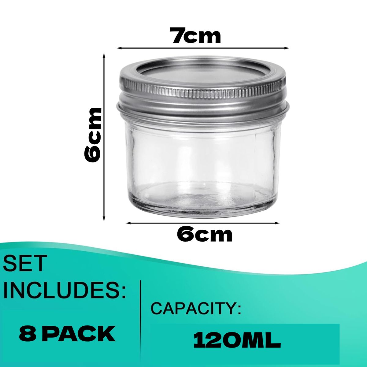 Cart In Mart 8 Pack Mini Glass Mason Jars with Lids Canning Jars Airtight Metal Covers