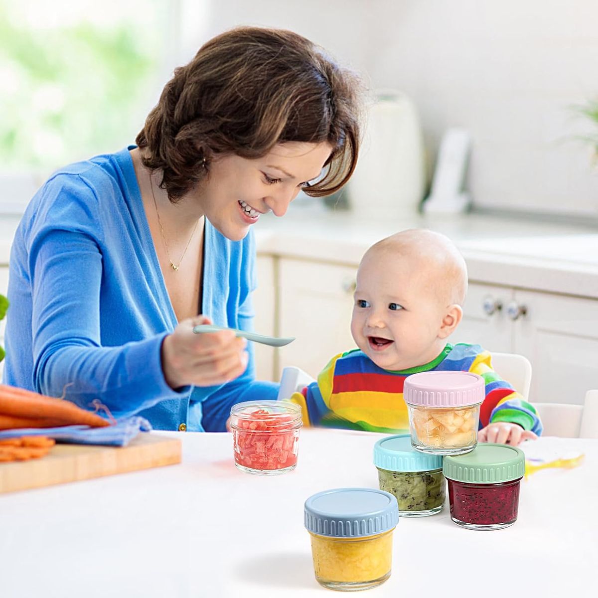 Cart In Mart Glass Baby Food Storage Containers Reusable Baby Food Jars with Lids -12 Pack