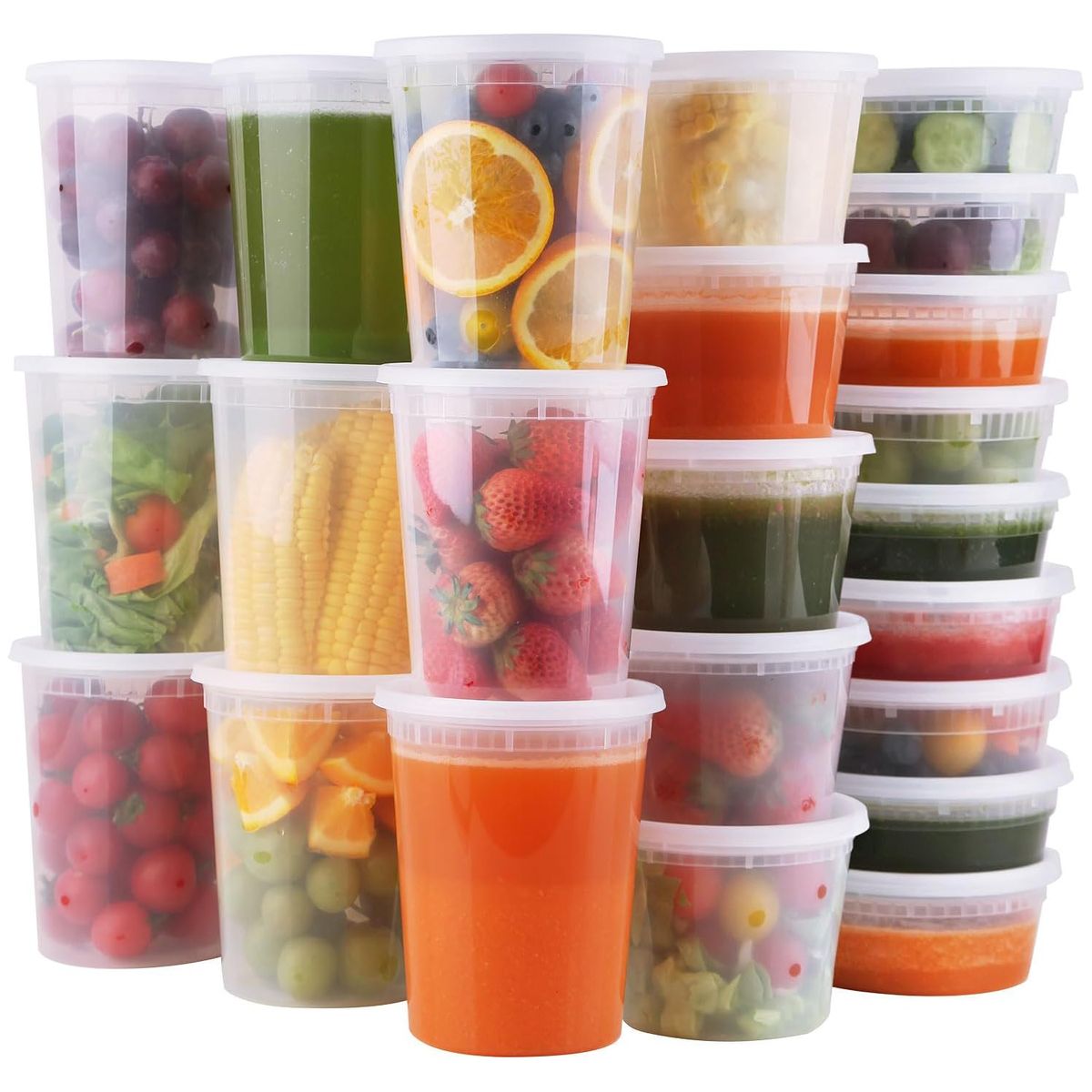 Cart In Mart 48 Pack Food Soup Containers with Lids Leakproof BPA Free Microwave Safe