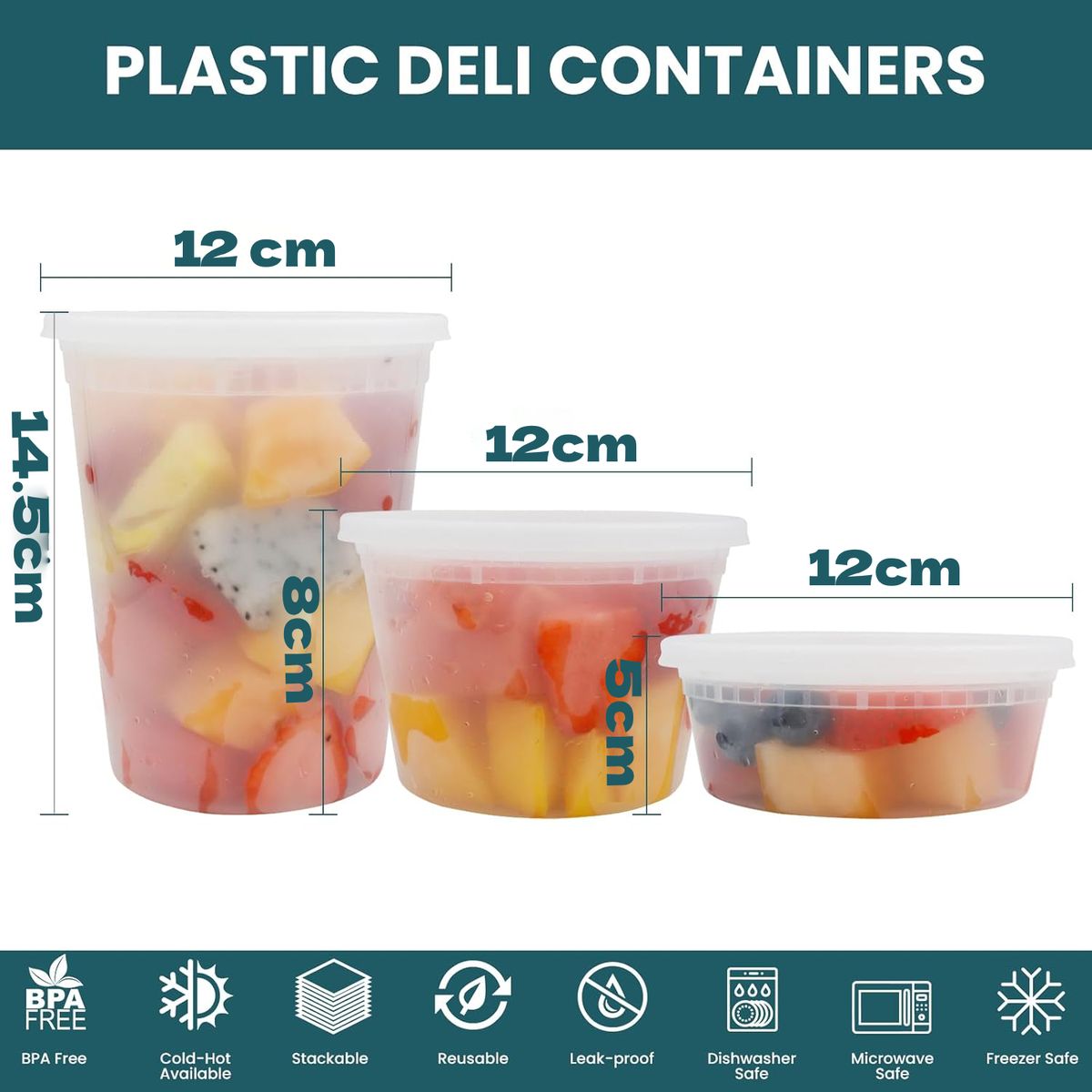 Cart In Mart 48 Pack Food Soup Containers with Lids Leakproof BPA Free Microwave Safe