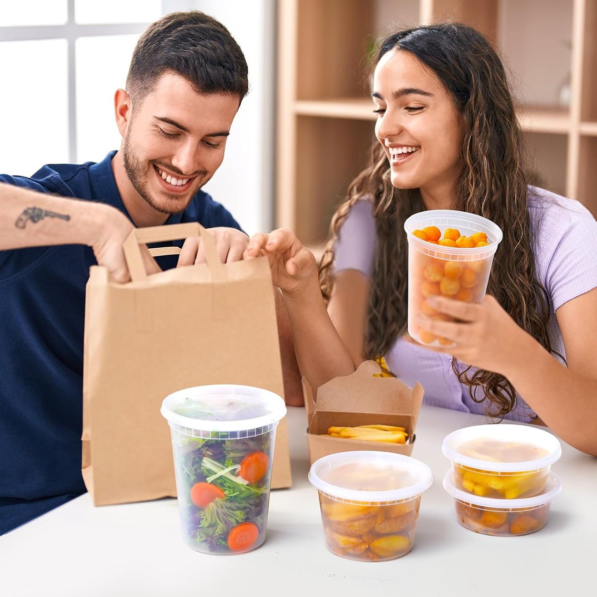 Cart In Mart 48 Pack Food Soup Containers with Lids Leakproof BPA Free Microwave Safe