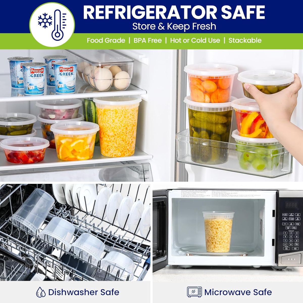 Cart In Mart 48 Pack Food Soup Containers with Lids Leakproof BPA Free Microwave Safe