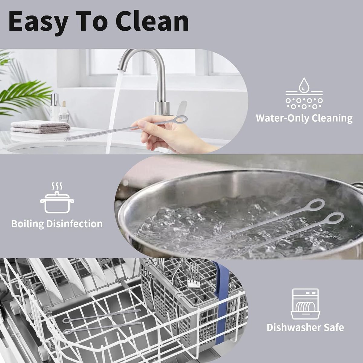Cart In Mart Silicone Straw Cleaner Brushes Extra Long Reusable Flexible Straw Cleaning