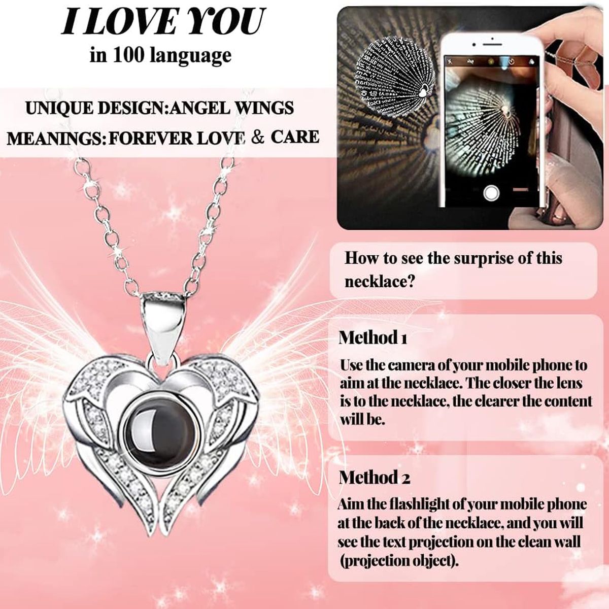 Cart In Mart Rose Gift Box with I Love You Necklace in 100 Languages Rose Jewelry Gift