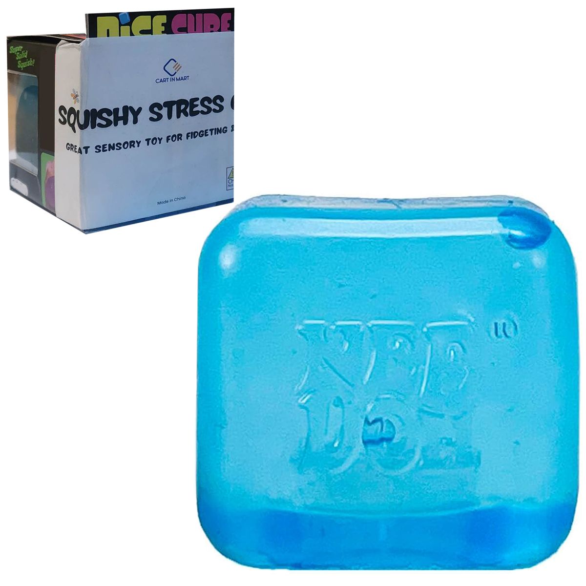 Cart In Mart Sensory Squeeze Toy Squishy Cube Stress Relief Fidget Toy for Kids & Adults - Blue