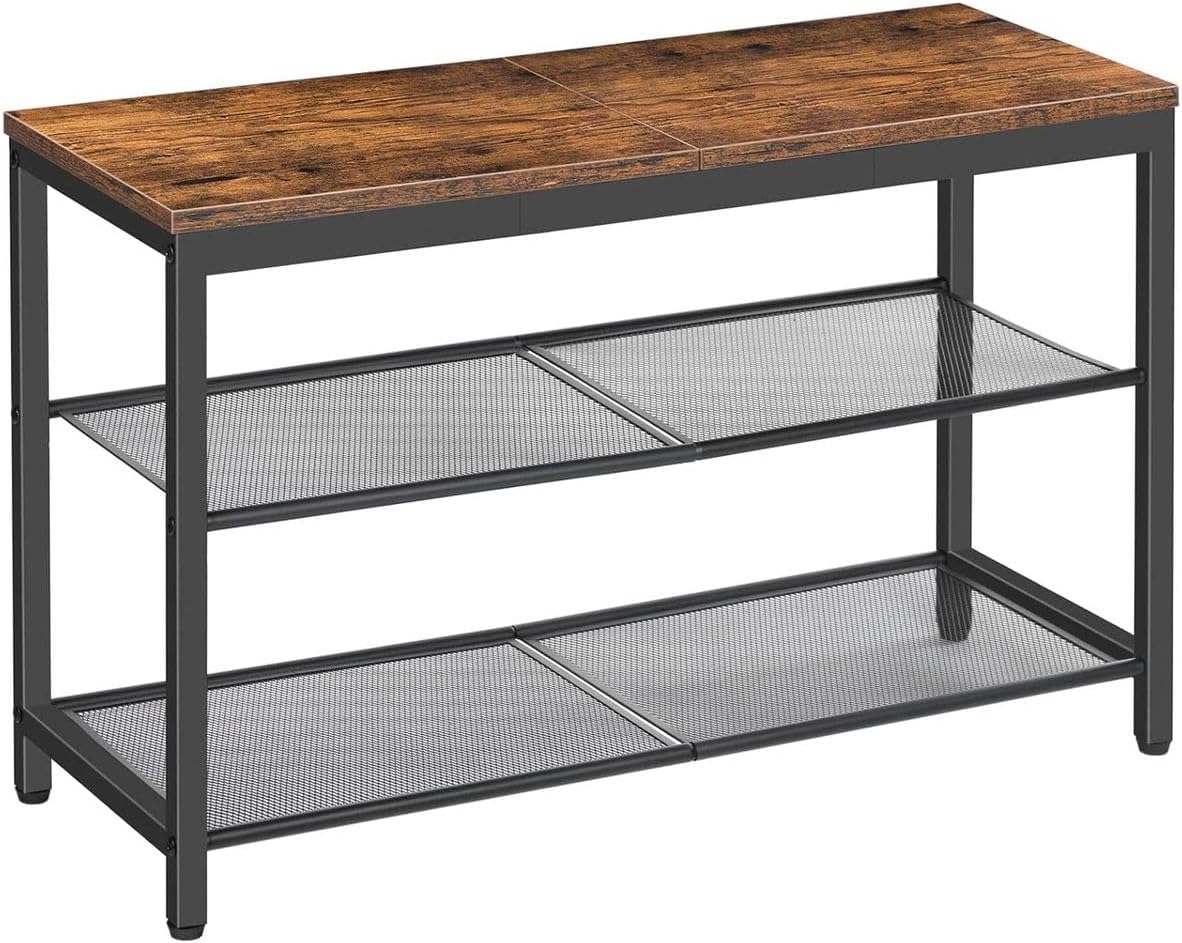Cart In Mart 3-Tier Shoe Rack Bench Mesh Shelves Industrial Entryway S ...