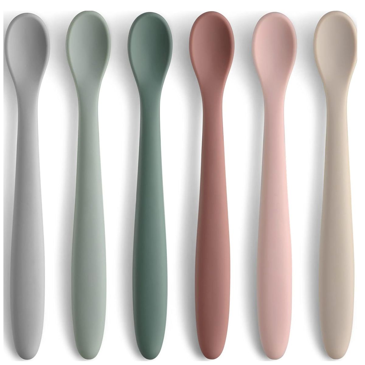 Cart In Mart 6 Piece Silicone Baby Feeding Spoons Soft Tip Infant Training Spoons
