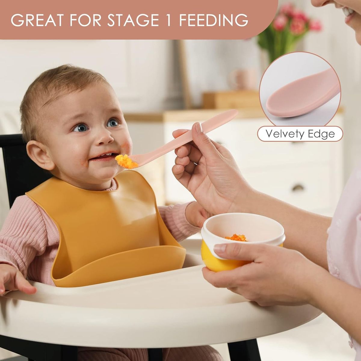 Cart In Mart 6 Piece Silicone Baby Feeding Spoons Soft Tip Infant Training Spoons