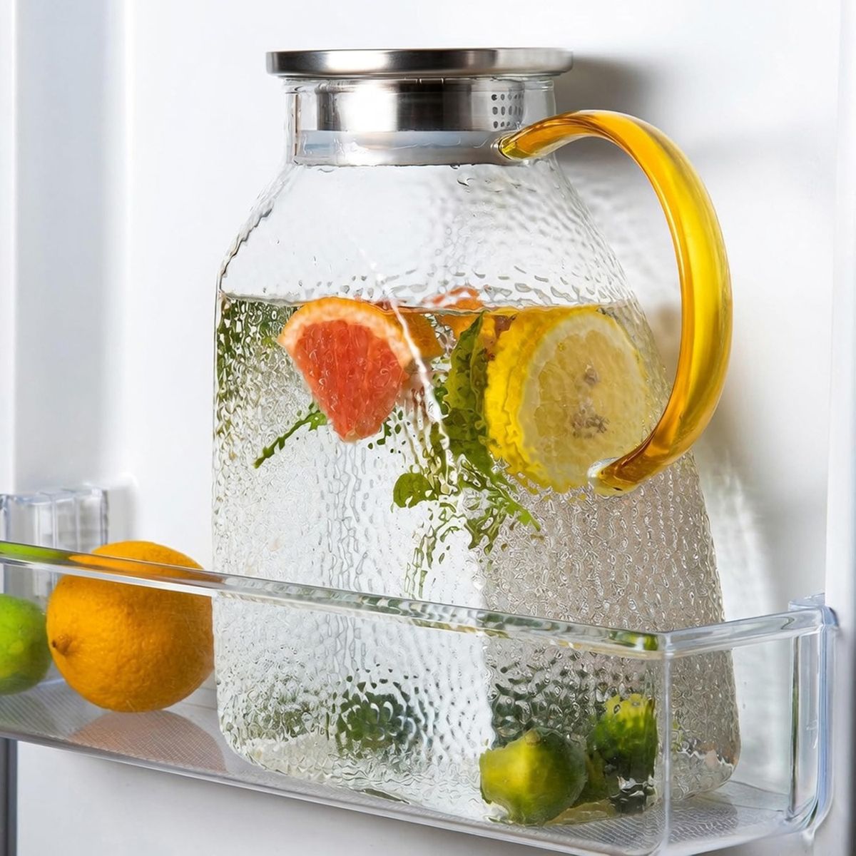 Cart In Mart Glass Pitcher with Lid Spout Heat-Resistant Glass Water Jug Hot Cold Drinks