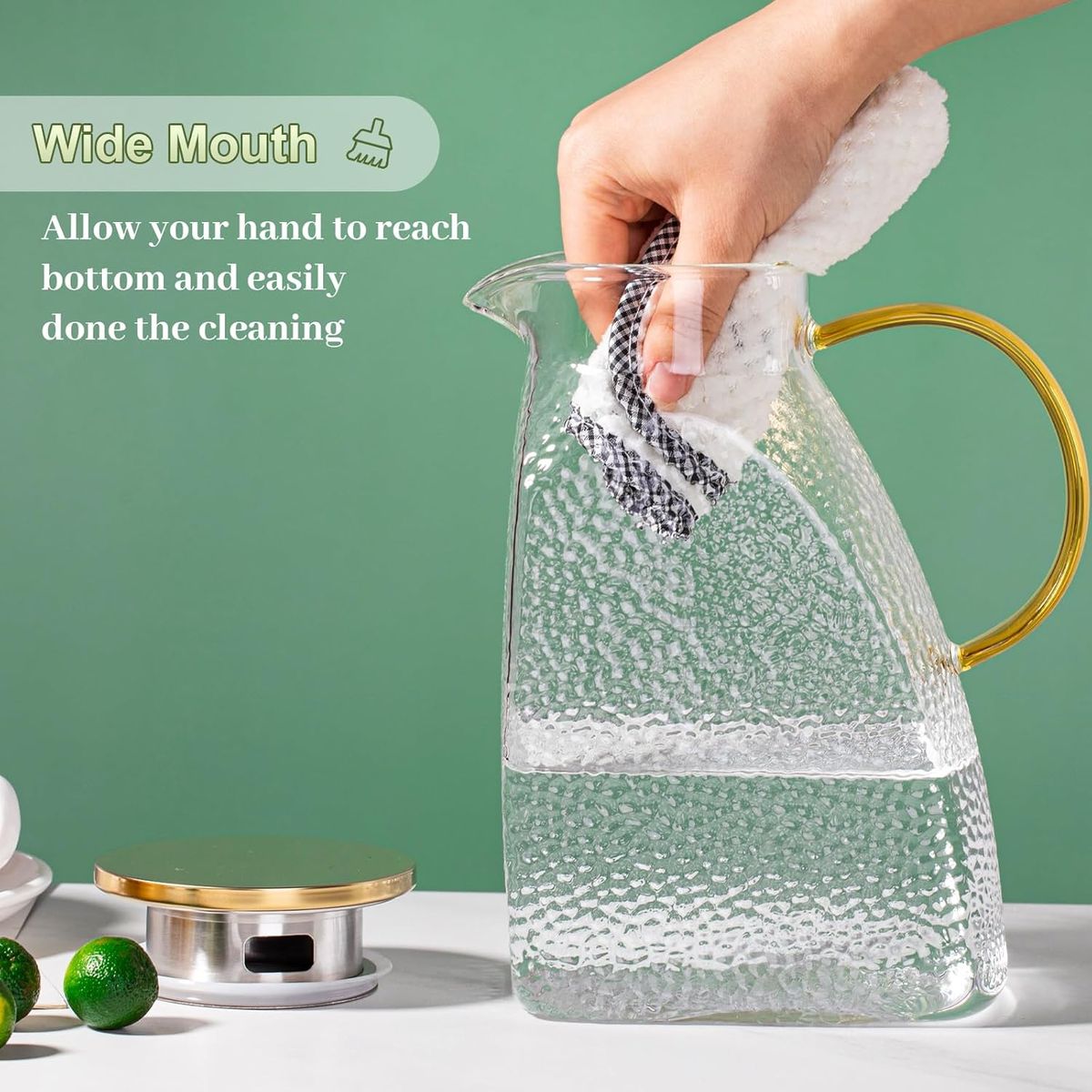 Cart In Mart Glass Pitcher with Lid Spout Heat-Resistant Glass Water Jug Hot Cold Drinks