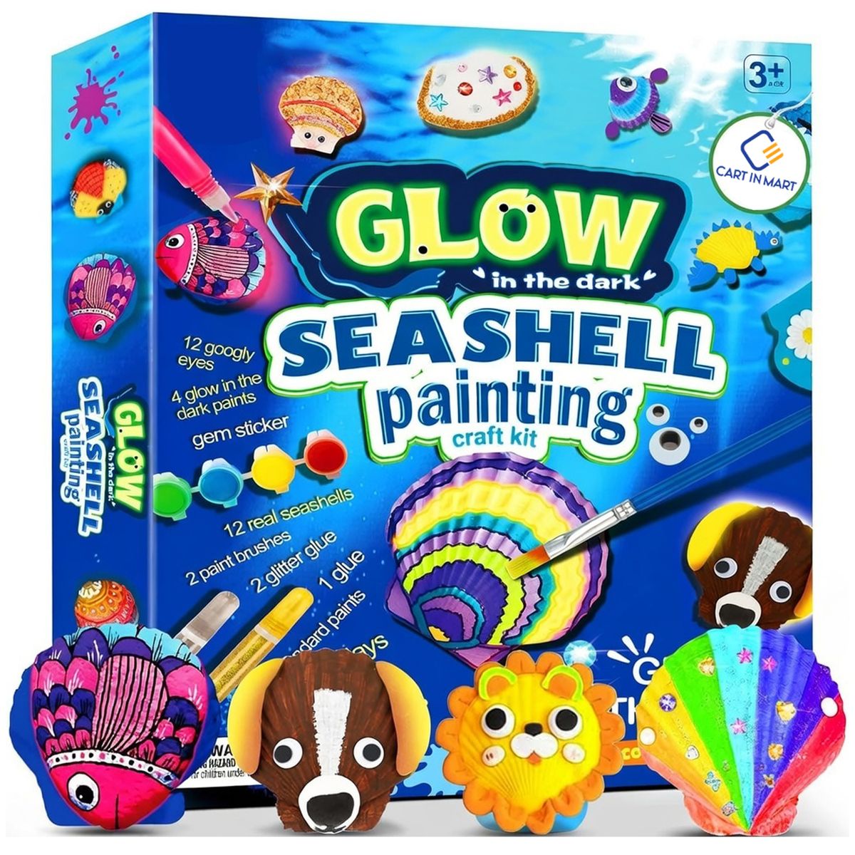 Cart In Mart Kids Sea Shell Art & Craft Kit Glow-in-the-Dark Paint Creative Painting Set