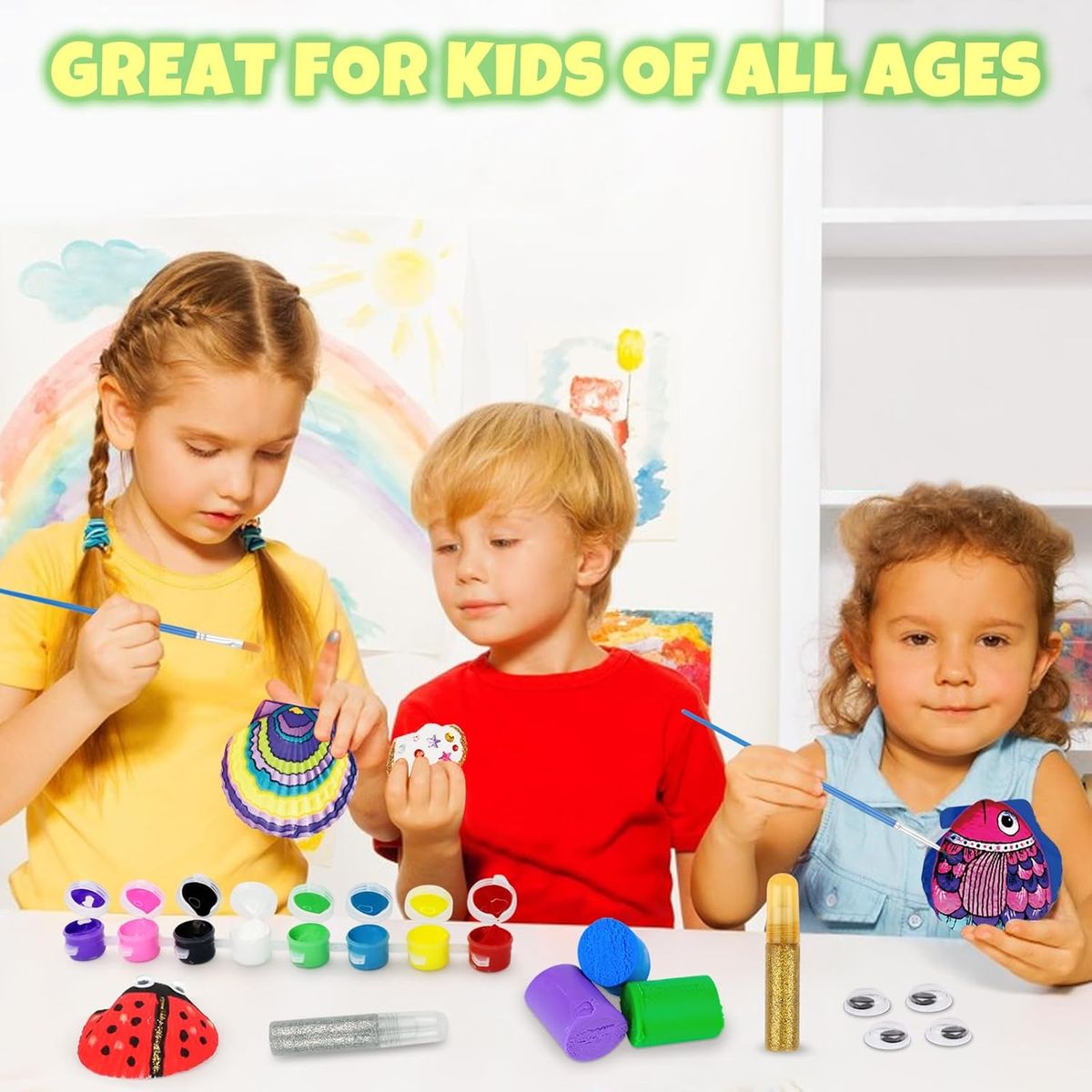 Cart In Mart Kids Sea Shell Art & Craft Kit Glow-in-the-Dark Paint Creative Painting Set