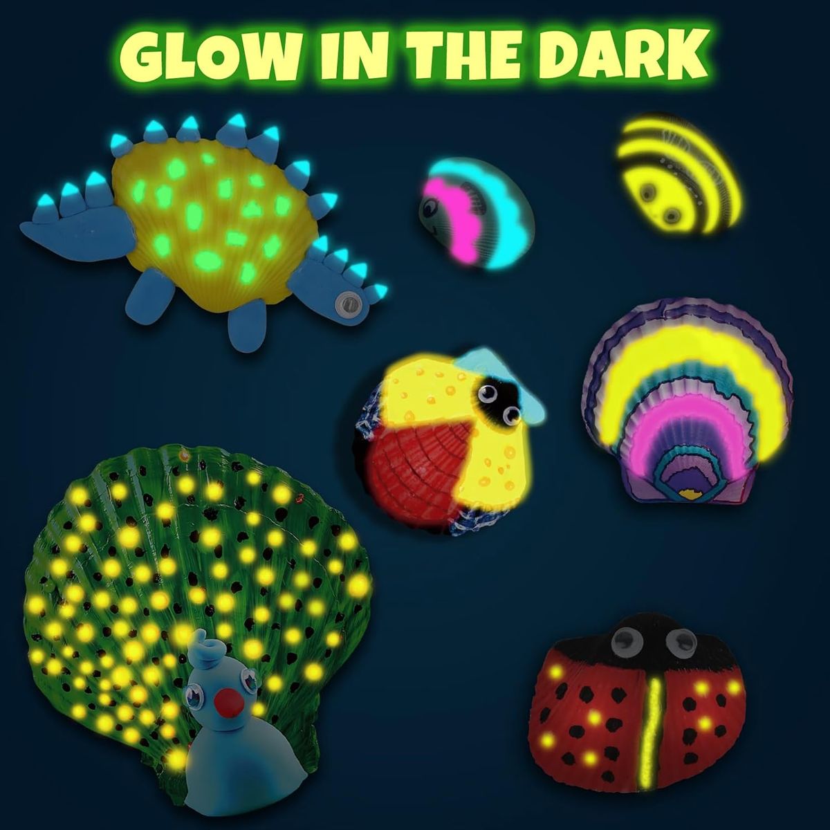 Cart In Mart Kids Sea Shell Art & Craft Kit Glow-in-the-Dark Paint Creative Painting Set