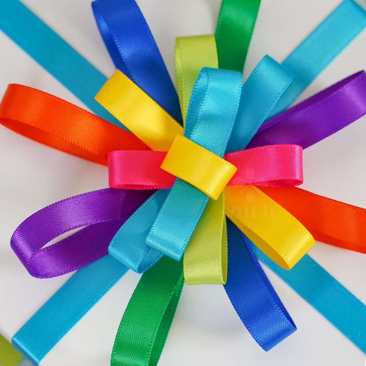 Cart In Mart Rainbow Satin Ribbon Set Double-Sided Solid Ribbon for Gift Wrapping Crafts