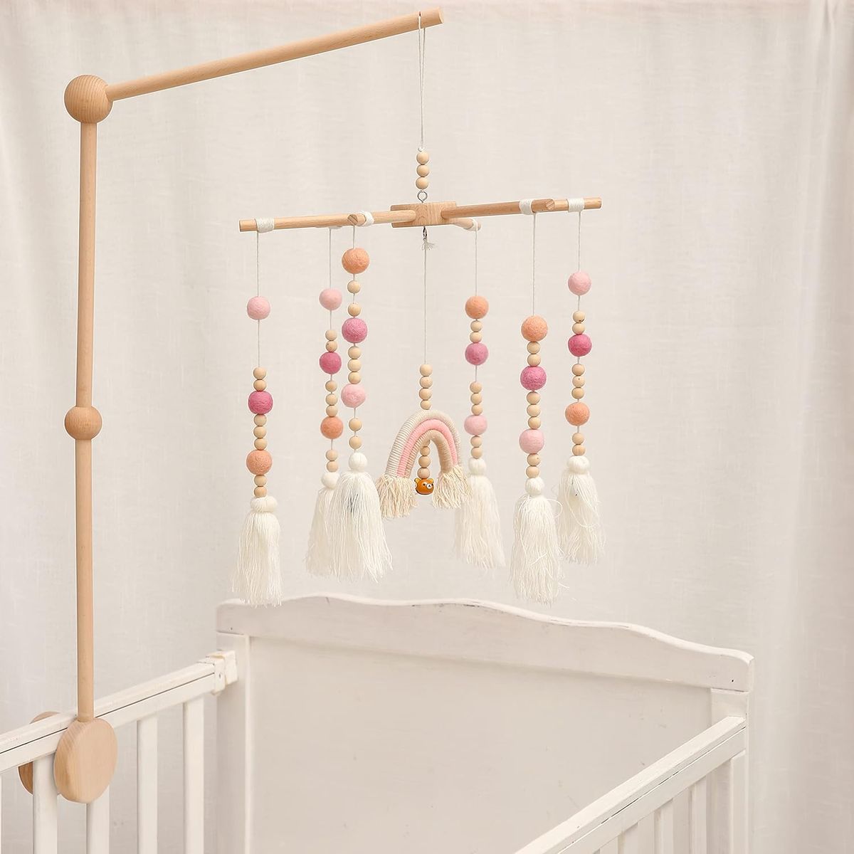 Cart In Mart Crib Mobile Holder Arm Stable Wooden Baby Cot Mobile Hanger Nursery Decor