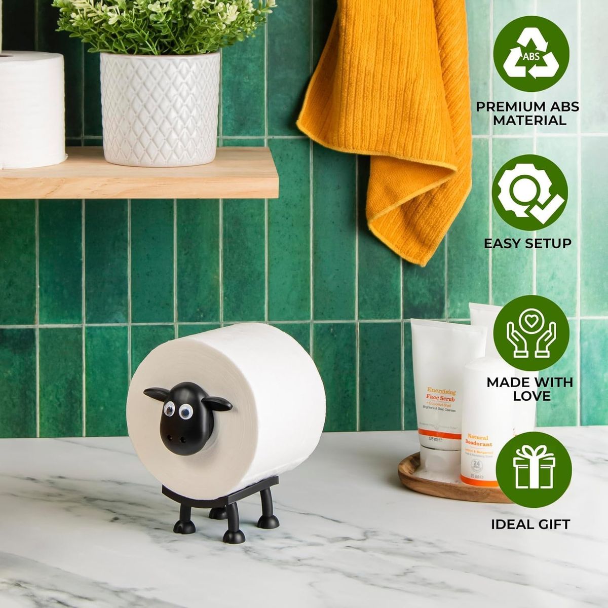 Cart In Mart Sheep Toilet Roll Holder Free Standing 3D Toilet Paper Storage for Bathroom