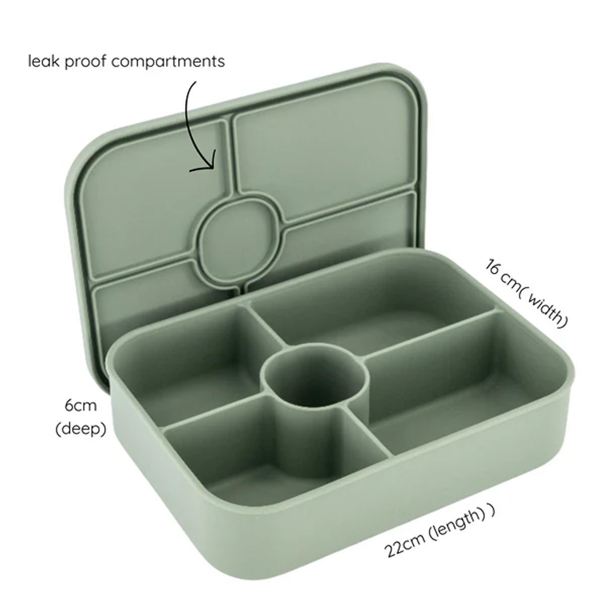 Cart In Mart Bento Lunch Box Reusable Leak-Proof Meal Prep Silicone Snack Container - Green