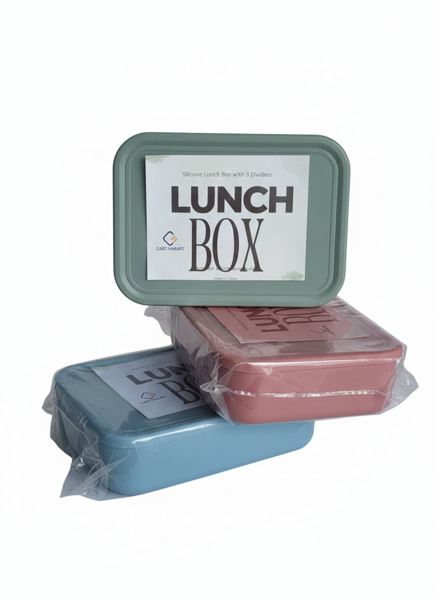 Cart In Mart Bento Lunch Box Reusable Leak-Proof Meal Prep Silicone Snack Container - Pink