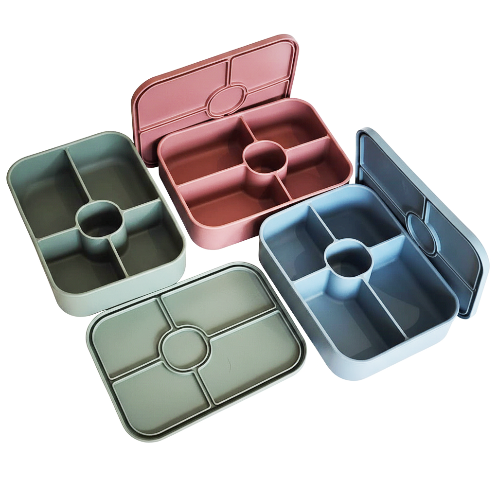 Cart In Mart 3 Pack Silicone Bento Lunch Boxes Reusable Leak-Proof Meal Prep Containers