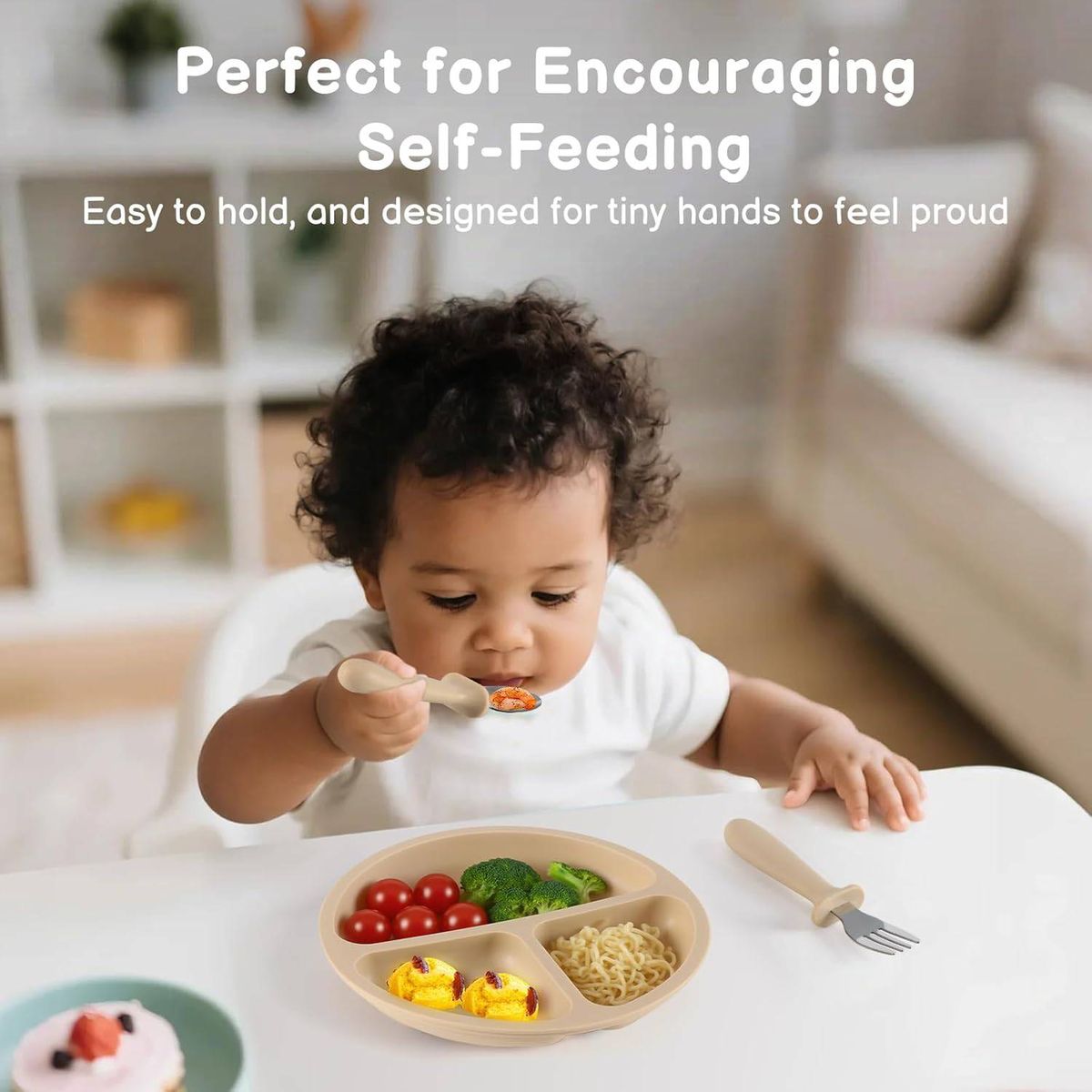 Cart In Mart 6 Pack Toddler Stainless Steel Fork & Spoon Set Silicone Handles Kids Safe