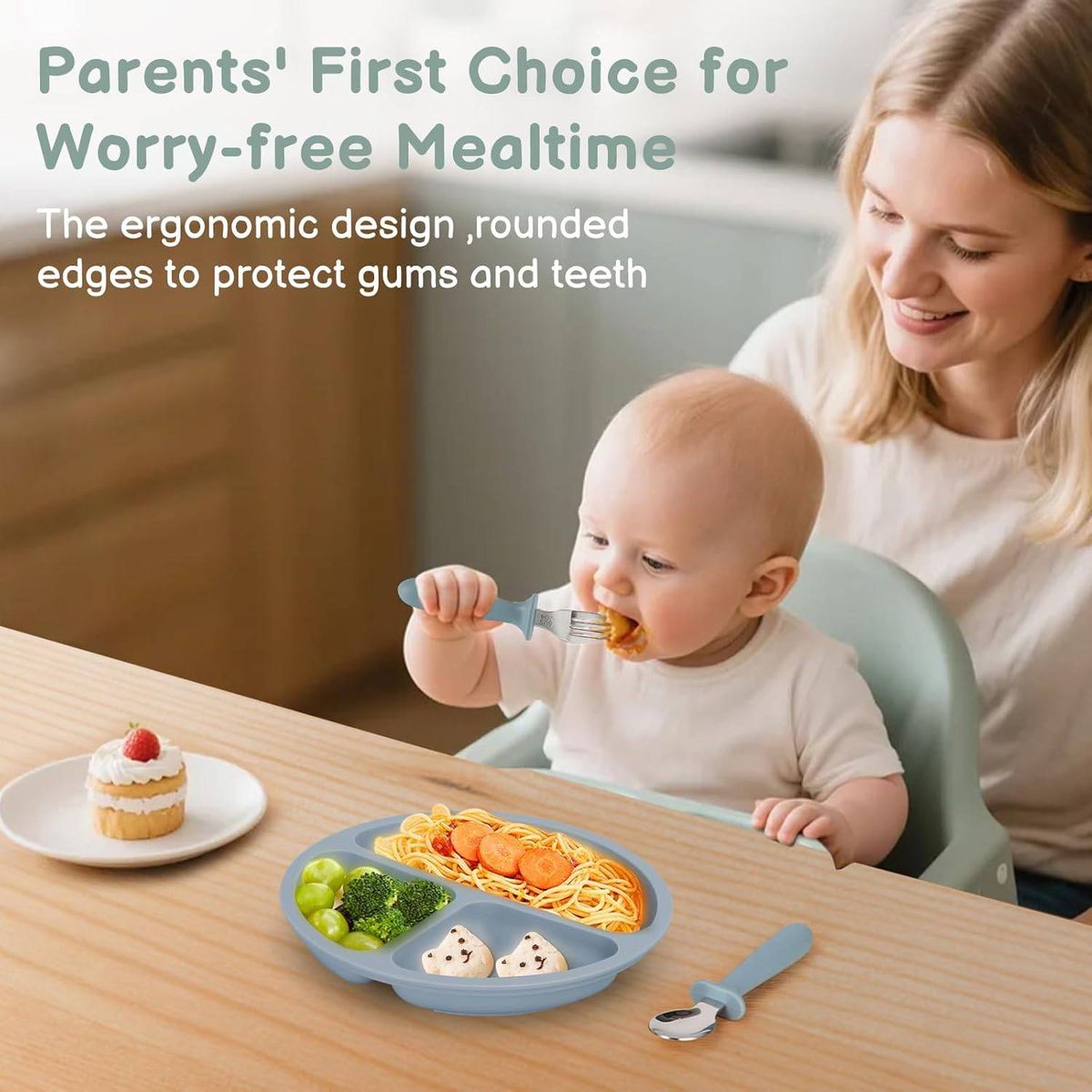 Cart In Mart 6 Pack Toddler Stainless Steel Fork & Spoon Set Silicone Handles Kids Safe