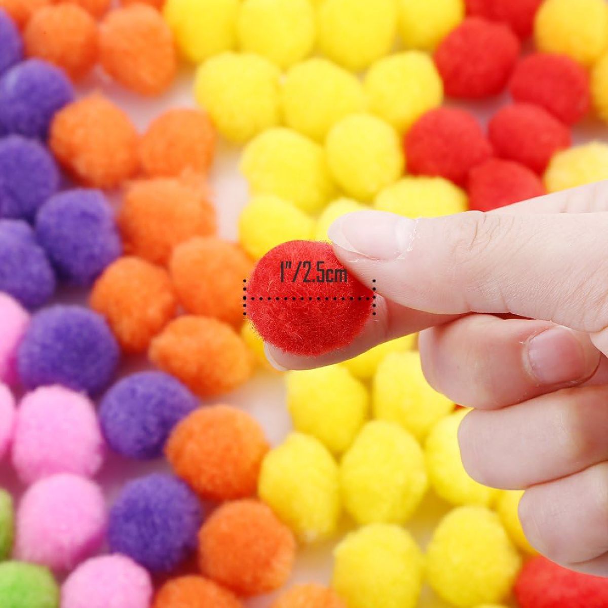 Cart In Mart 300 Assorted Craft Pom Poms 2.5cm Kids DIY Arts & Crafts Supplies Set