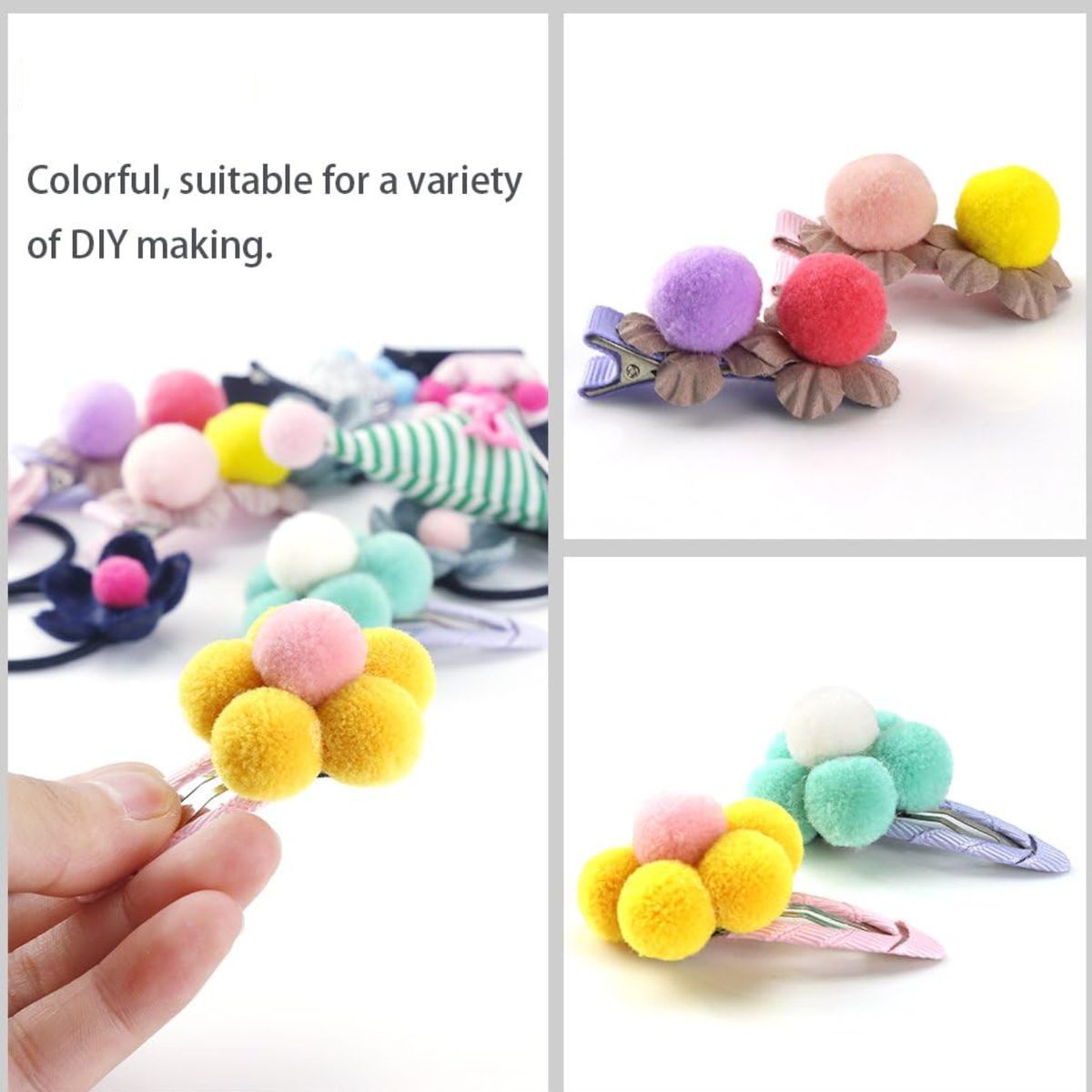 Cart In Mart 300 Assorted Craft Pom Poms 2.5cm Kids DIY Arts & Crafts Supplies Set