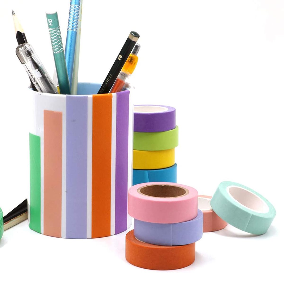 Cart In Mart 12PCS Colored Masking Tape,Kids Art Supplies,DIY Craft Painting-12x1.7cm