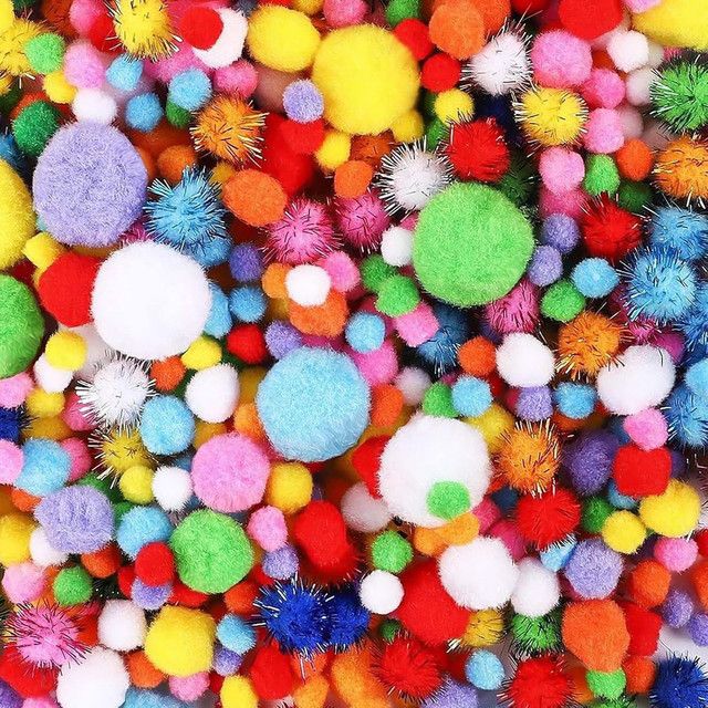 Cart In Mart 1000 Assorted Craft Pom Poms Kids Fluffy DIY Arts & Crafts Supplies Set