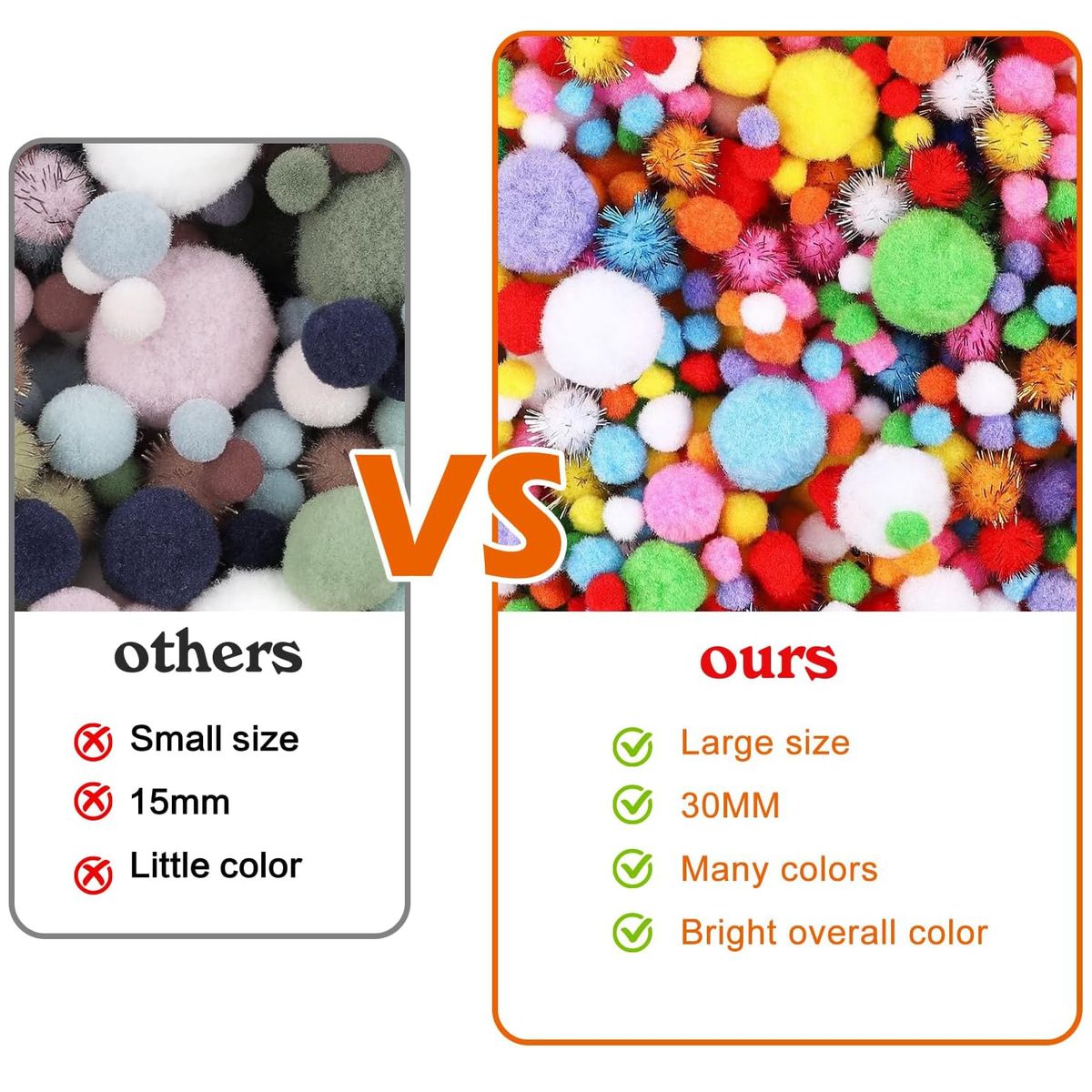 Cart In Mart 1000 Assorted Craft Pom Poms Kids Fluffy DIY Arts & Crafts Supplies Set