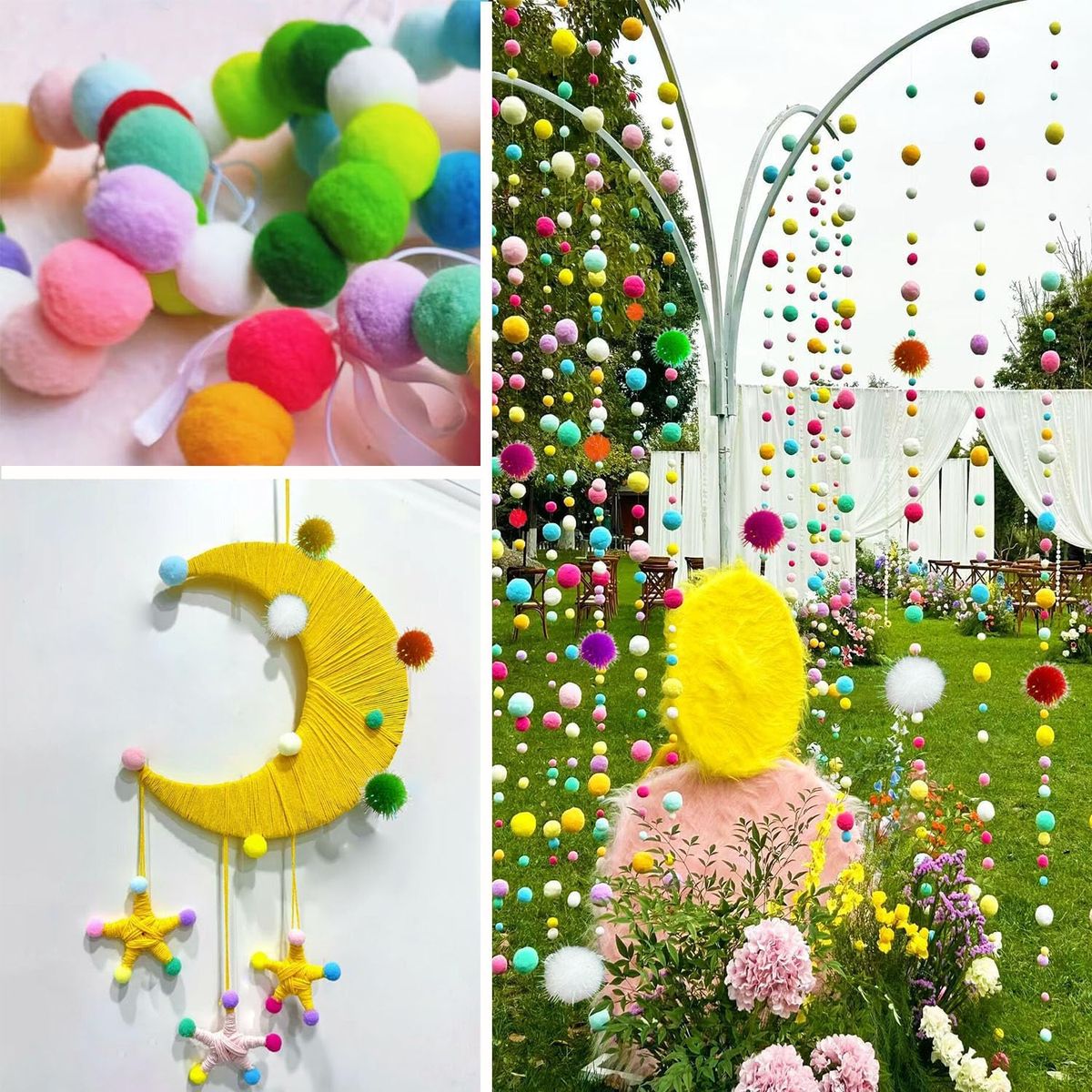 Cart In Mart 1000 Assorted Craft Pom Poms Kids Fluffy DIY Arts & Crafts Supplies Set