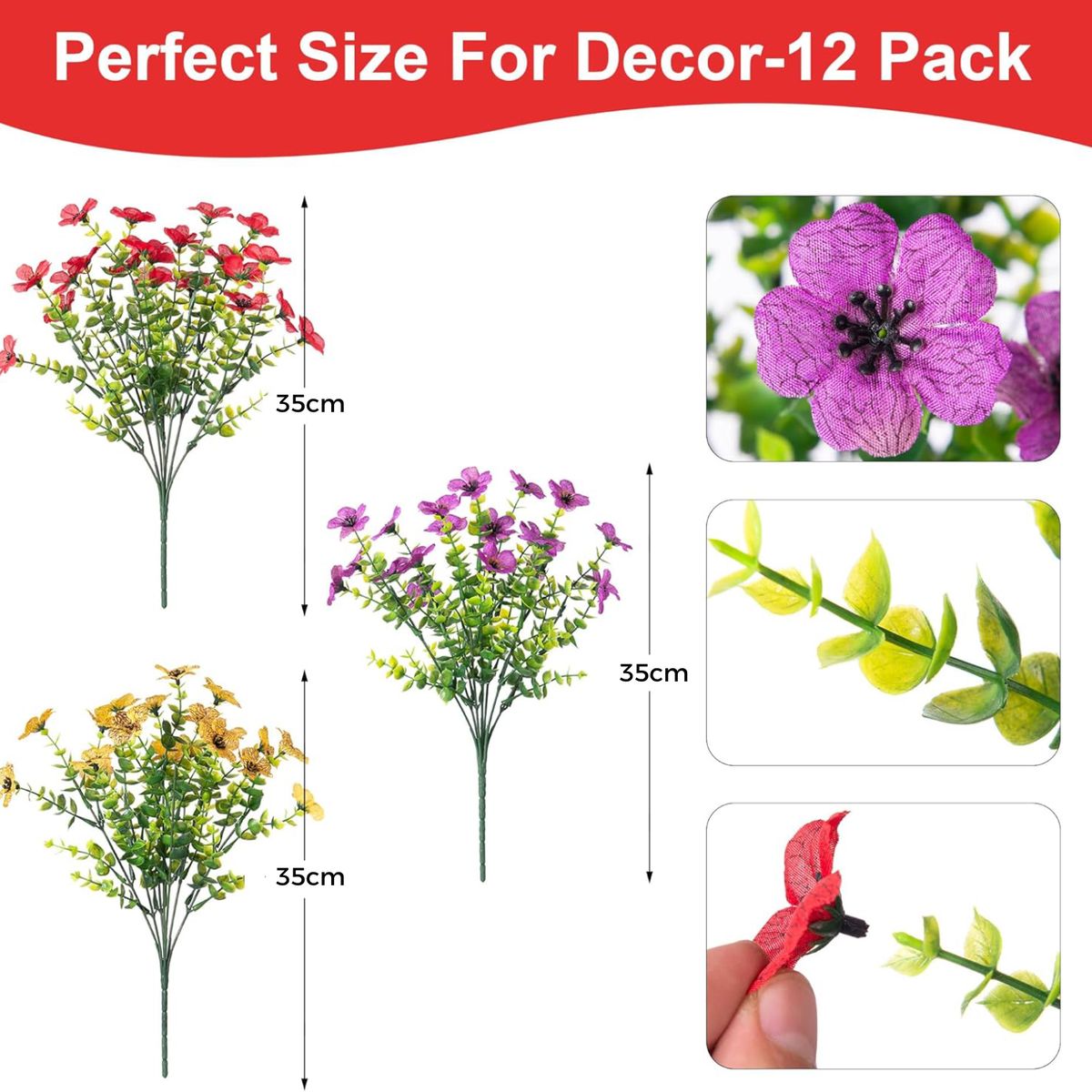 Cart In Mart Artificial Faux Flowers Outdoor UV Resistant 12 Bundle Silk Daisy for Patio