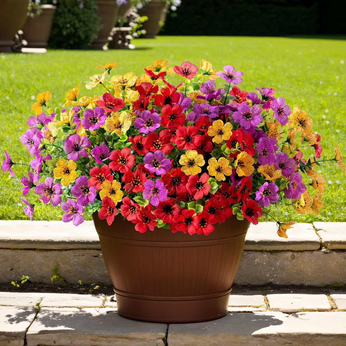 Cart In Mart Artificial Faux Flowers Outdoor UV Resistant 12 Bundle Silk Daisy for Patio