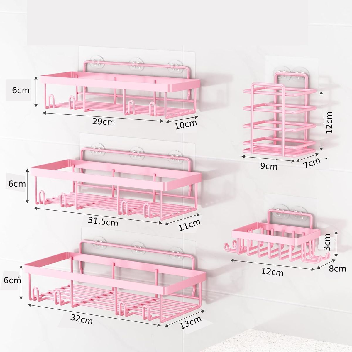 Cart In Mart 5 Pack Shower Caddy Organizer Rack Adhesive Bathroom Shelf Storage Rustproof