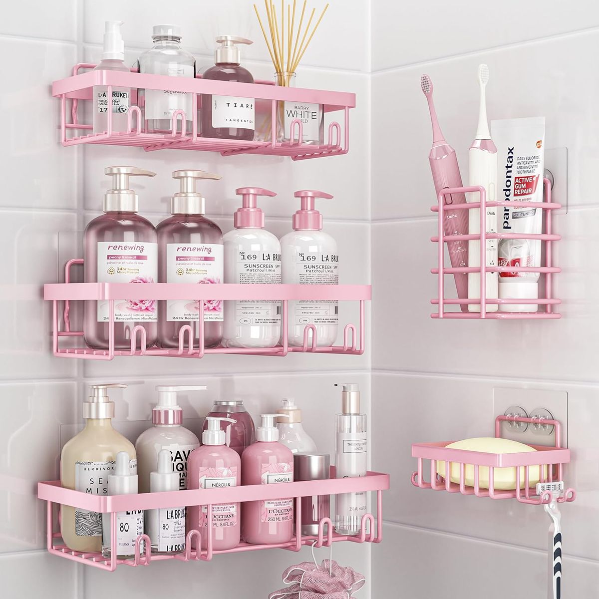 Cart In Mart 5 Pack Shower Caddy Organizer Rack Adhesive Bathroom Shelf Storage Rustproof