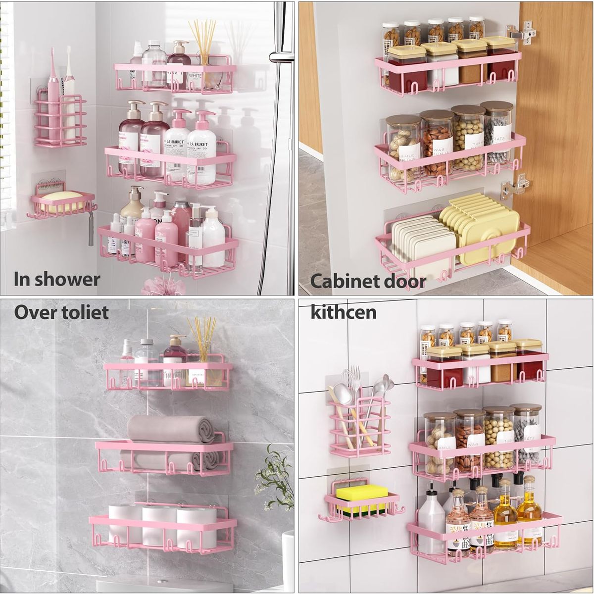 Cart In Mart 5 Pack Shower Caddy Organizer Rack Adhesive Bathroom Shelf Storage Rustproof