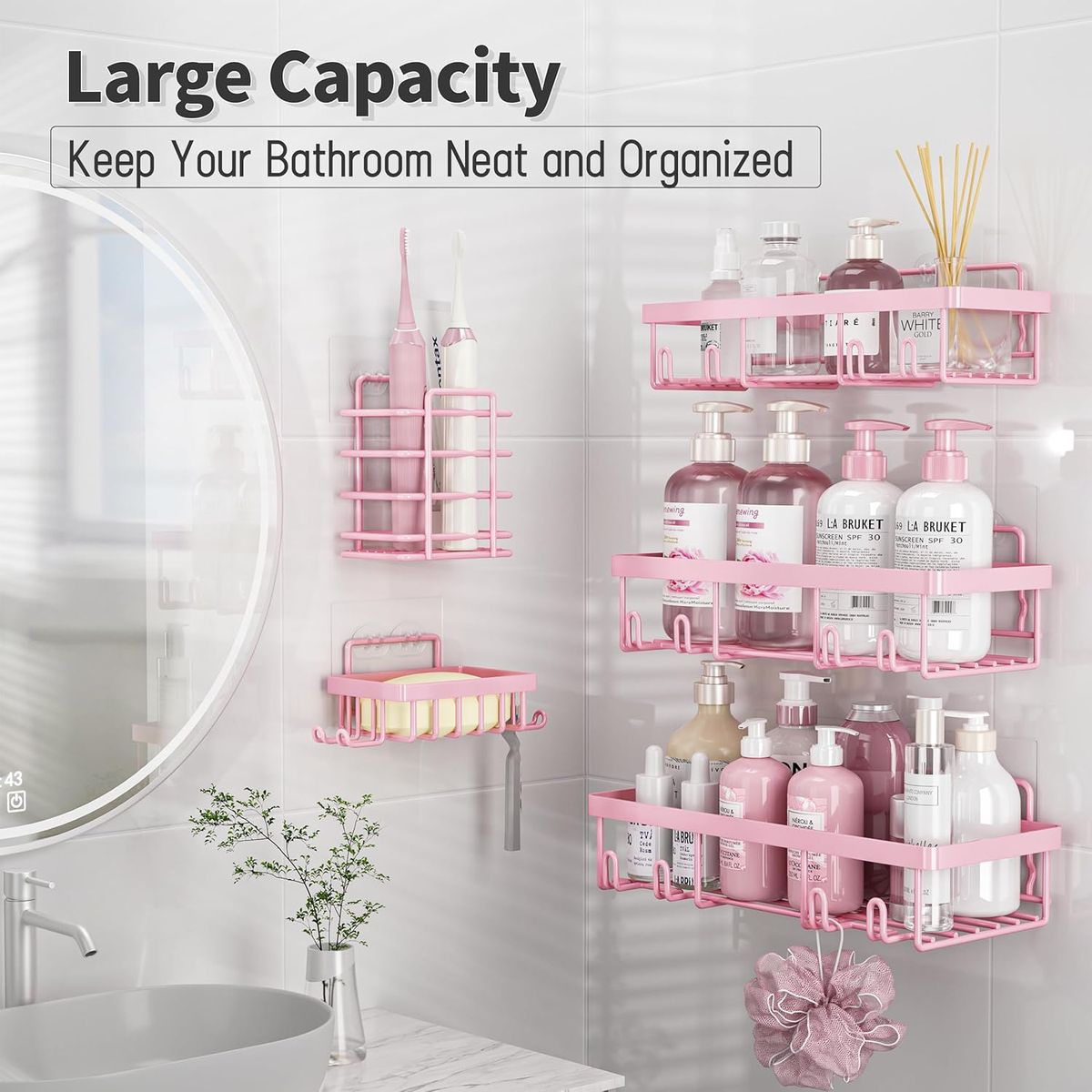 Cart In Mart 5 Pack Shower Caddy Organizer Rack Adhesive Bathroom Shelf Storage Rustproof