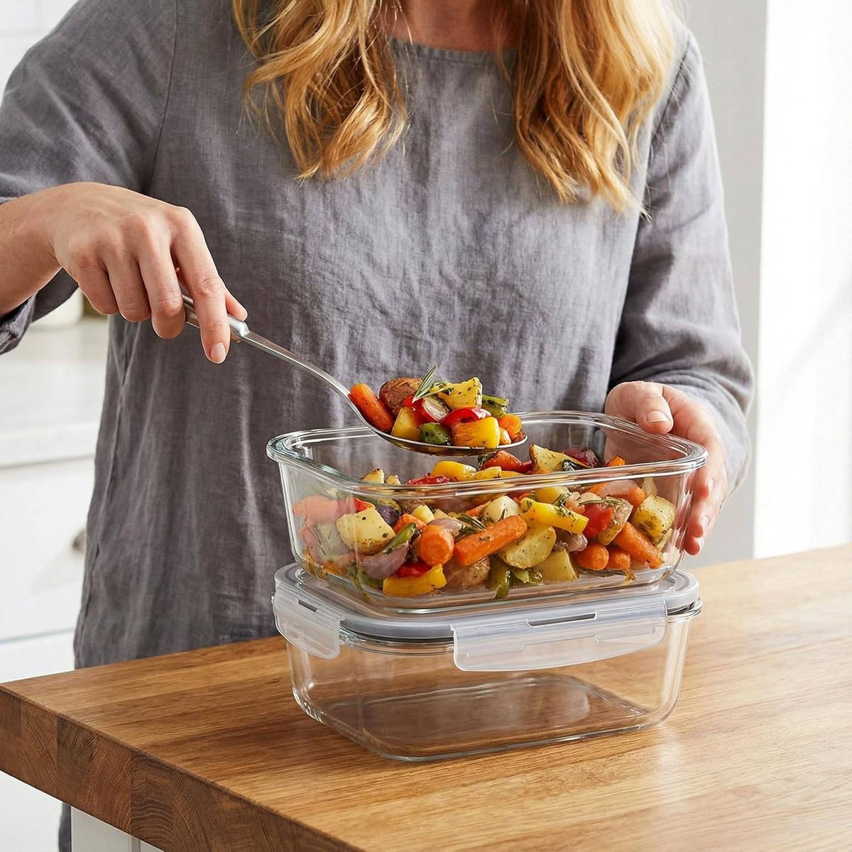 Cart In Mart Large Glass Food Storage Containers with Locking Lids BPA-Free Leakproof