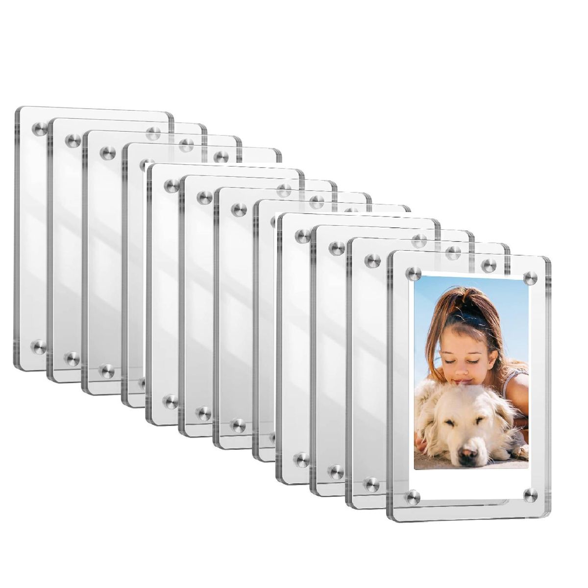 Cart In Mart Magnetic Acrylic Photo Frame - Double-Sided Clear Mini Picture Frame - 12pc