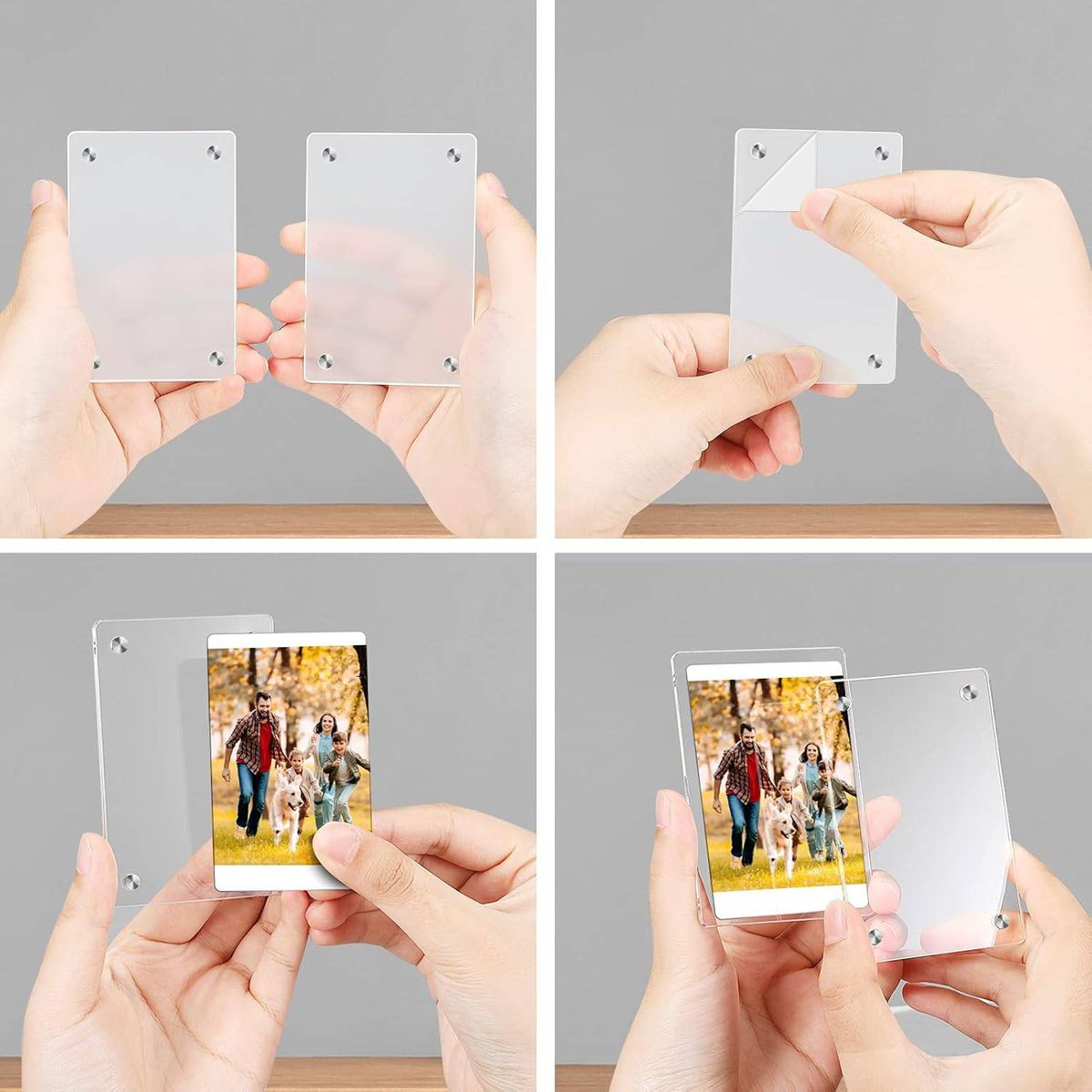 Cart In Mart Magnetic Acrylic Photo Frame - Double-Sided Clear Mini Picture Frame - 12pc