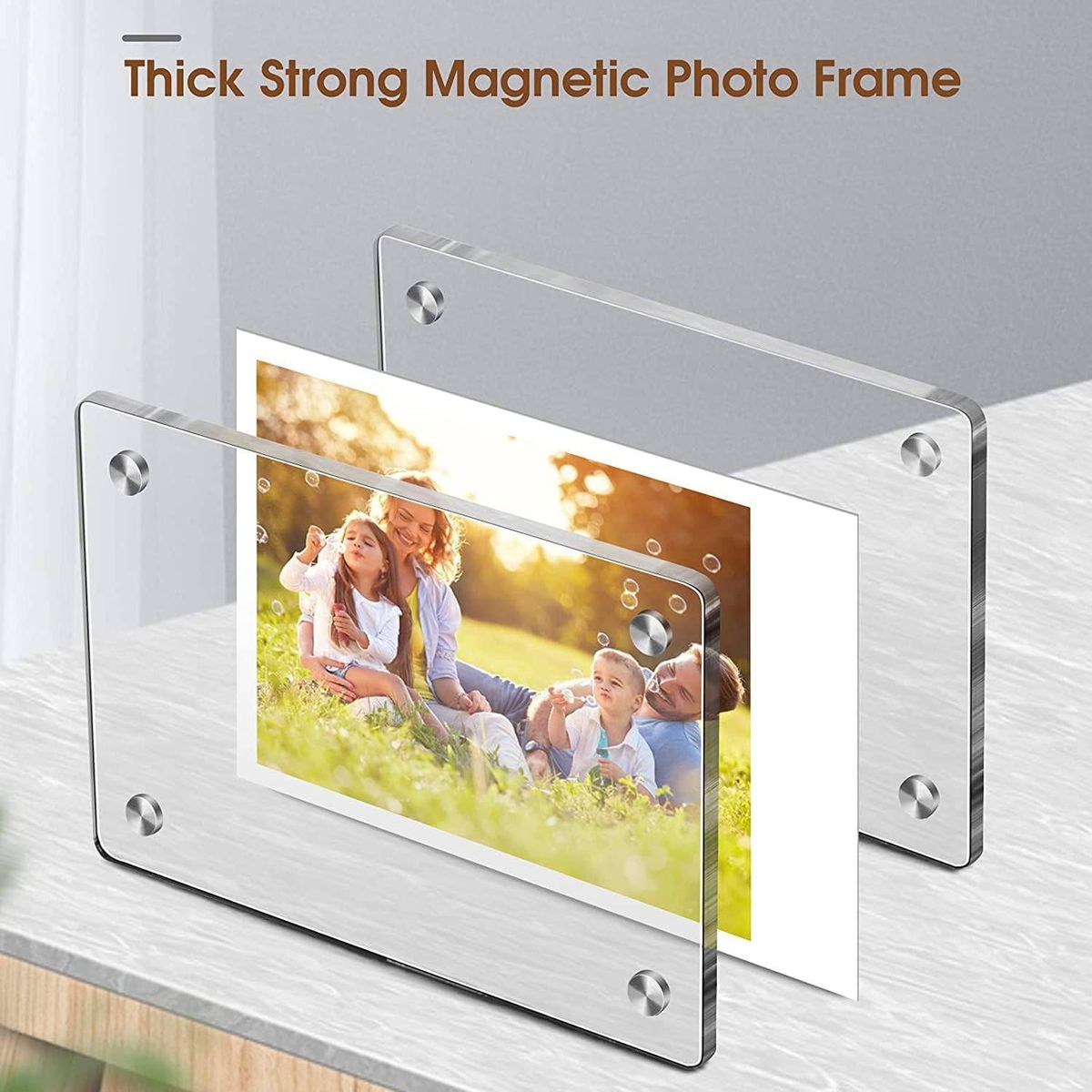 Cart In Mart Magnetic Acrylic Photo Frame - Double-Sided Clear Mini Picture Frame - 12pc