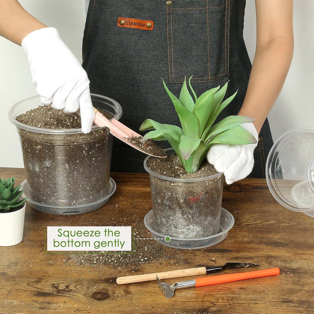 Cart In Mart 20 Pack Clear Nursery Plant Pots with Saucers Flower Pots Drainage Holes