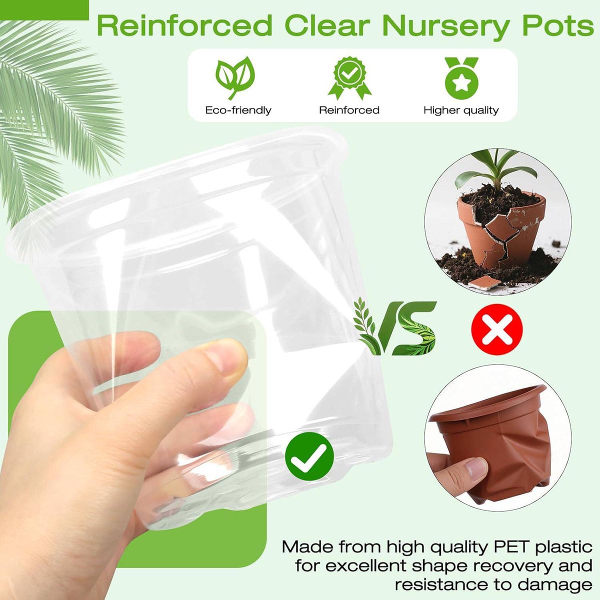 Cart In Mart 20 Pack Clear Nursery Plant Pots with Saucers Flower Pots Drainage Holes