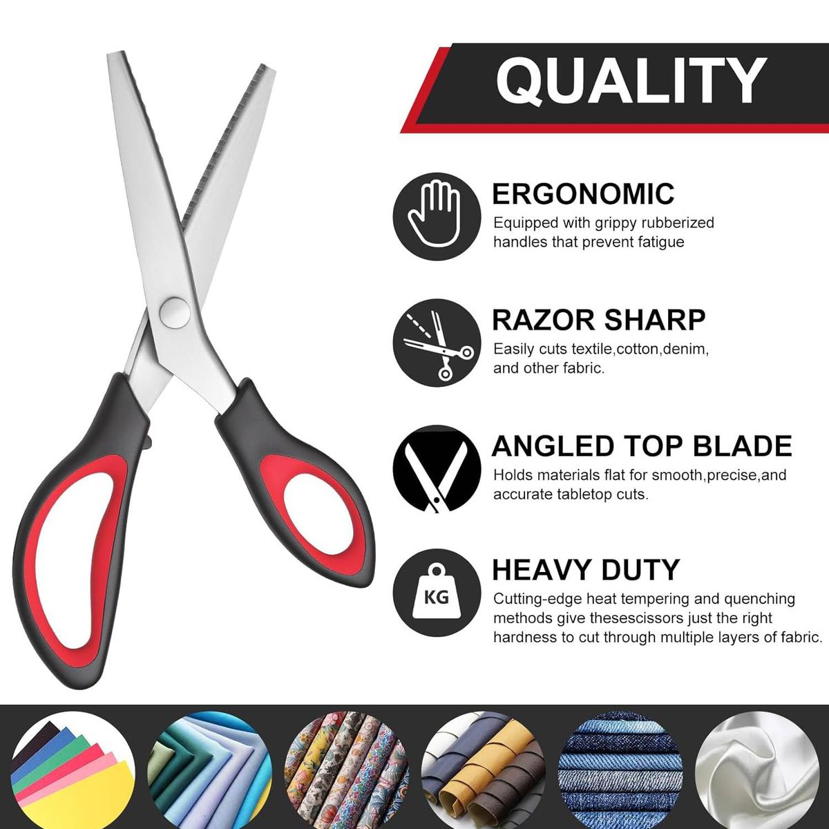Cart In Mart 9-inch Zig Zag Fabric Scissors - Professional Dressmaking Craft