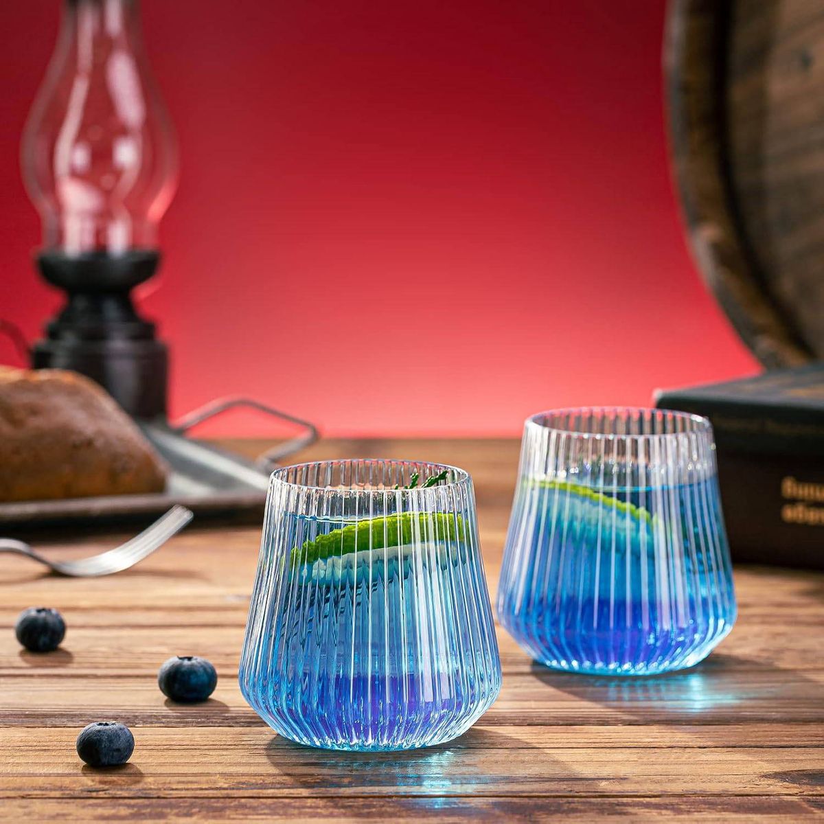 Cart In Mart 40 Pack Plastic Ribbed Wine Glasses 414ml Clear Stemless Wine Cups Reusable